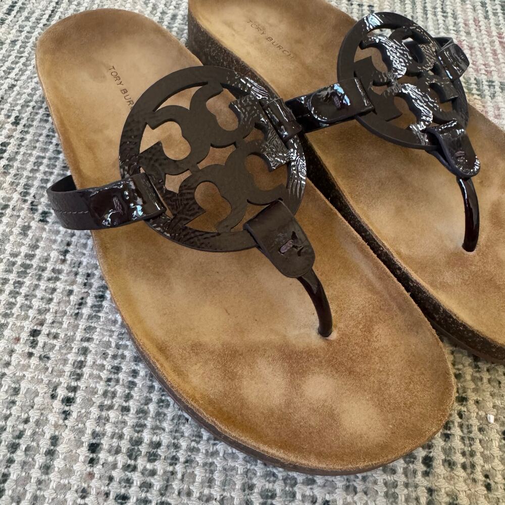 Tory Burch Miller Cloud Sandal in Plum/Natural Size 10 - Picture 6 of 11